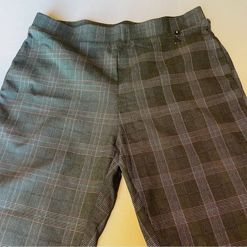 Tommy Hilfiger Women's Plaid Pants Gray with Red Stripe Slip On Size 10